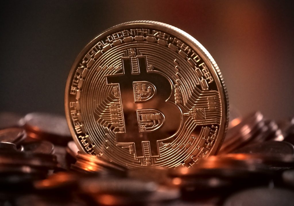 Bitcoin-Münze rotgold