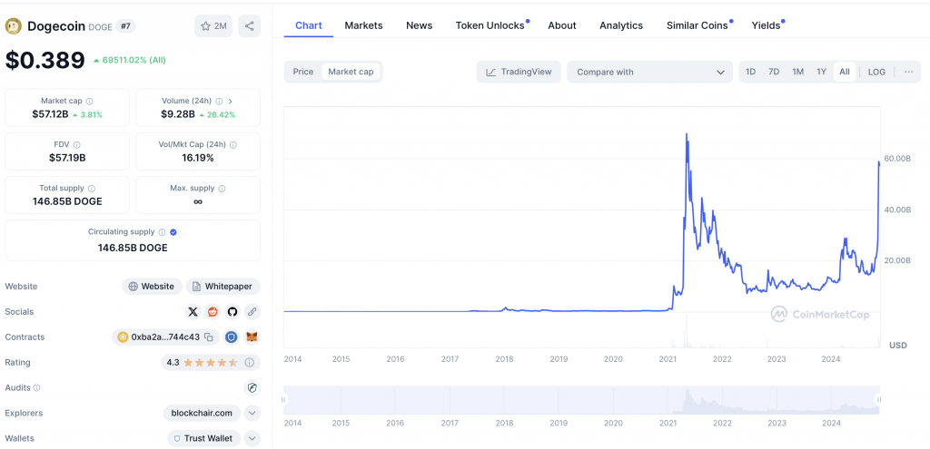 Dogecoin Marktkapitalisierung 